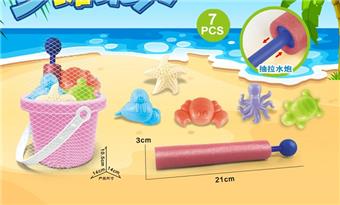 Powder bucket water cannon+beach accessories (6PCS)   ITEM NO.： W085634