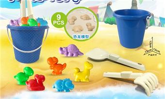Blue bucket with dinosaur beach accessories   ITEM NO.： W085429