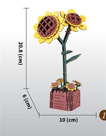 DIY3D wooden/wooden flower/assembled flower/wooden assembled model flower/sunflower   ITEM NO.： W097412