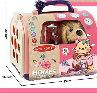 Electric plush pet cage dog grooming set simulation cognitive children's puzzle toy   ITEM NO.： W091096