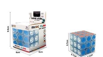 5.7CM third-order transparent smiling face UV printed intelligence cube, transparent bottom environmentally friendly UV printed   ITEM NO.： W091536