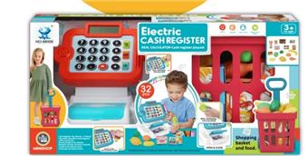 Smart cash register+small cart (lights, sound, 2 capsules, size 5, electric included)   ITEM NO.： W095253