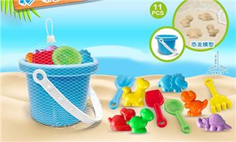 Blue beach bucket with dinosaur accessories   ITEM NO.： W085313