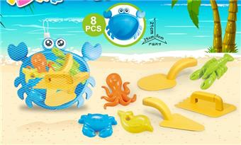 Crab Plate with Beach Accessories (8PCS)   ITEM NO.： W085558