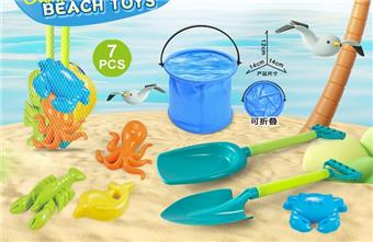 Shovel with beach accessories+folding bucket   ITEM NO.： W085660