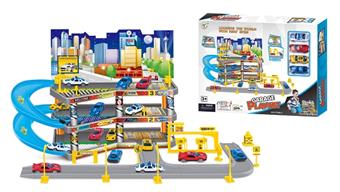 Parking lot with 4 plastic cars, sliding   ITEM NO.： W092529