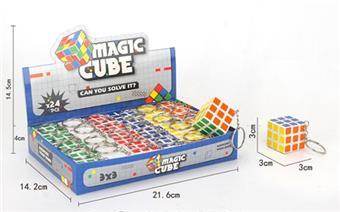 3CM Keychain Third Order Intelligence Magic Cube, 24 pieces/box, white heat transfer printing   ITEM NO.： W091680