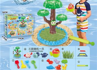 Playful beach toy with seeds and dinosaur beach toy with swimming pool and water cannon   ITEM NO.： W085003