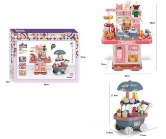 Simulated buffet+ice-cream truck with spray light and music (not included in 2AA)&nbsp;&nbsp;&nbsp;ITEM NO.： W106123