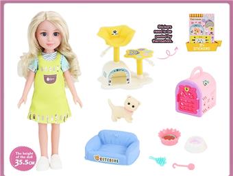 14 inch fully vinyl doll with vinyl pets and supplies   ITEM NO.： W100792