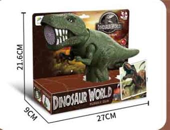 Shaking head dinosaur bubble gun with light, equipped with 1 bottle of bubble solution (using 4 No. 5 batteries)   ITEM NO.： W100719