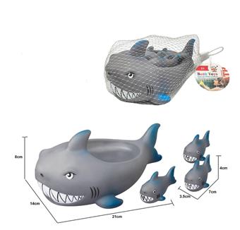 Cute Water Playing Shark Set Bathroom Water Playing Vinyl Animal Baby Bath Vinyl Toy   ITEM NO.： W100755