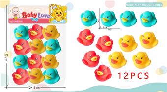 Environmentally friendly medium-sized yellow duck 12Pcs vinyl BB whistle sound toy water play bathroom toy water play toy duck vinyl toy mother duck   ITEM NO.： W102842