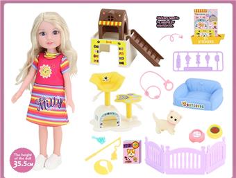 14 inch fully vinyl doll with vinyl pets and supplies   ITEM NO.： W100787