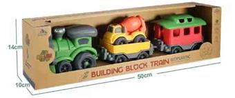 Light and sound - straw material sliding cartoon locomotive trailer carriage (with 1 sliding engineering vehicle)   ITEM NO.： W100471