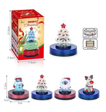 Acrylic Christmas gifts, lighting, music (4 styles, 2 base mixed)&nbsp;&nbsp;&nbsp;ITEM NO.： W108573