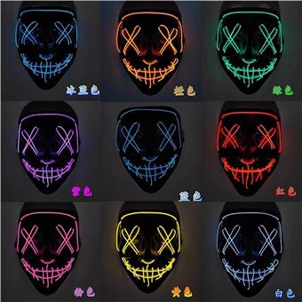 Cross border Halloween luminous mask customized EL cold light black V character revenge horror ghost face LED party dance props&nbsp;&nbsp;&nbsp;ITEM NO.： W108096