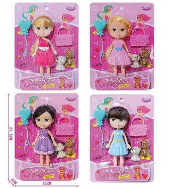 6-inch DIY beautiful girl doll outdoor dog walking set, 4 styles and 4 colors mixed&nbsp;&nbsp;&nbsp;ITEM NO.： W110725