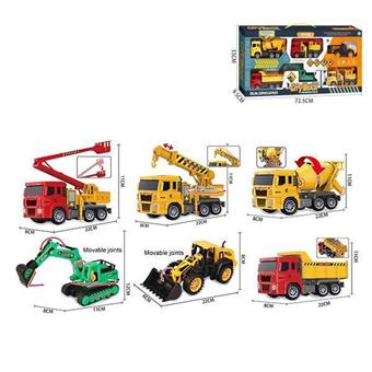 Six inertia engineering vehicle sets, inertia vehicles, inertia mixer trucks, inertia cranes, cloud ladder trucks, inertia dump trucks, inertia excavators&nbsp;&nbsp;&nbsp;ITEM NO.： W110407